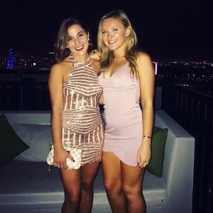 Rose gold sparkly mini dress